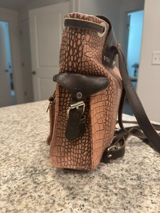 FREEBIRD Brett Backpack/bag/purse-Pink Blush Croco - Picture 2 of 6